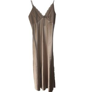 Y2k Champagne Satin Slip Dress Lace Trim Midi Party‎ Going Out Small